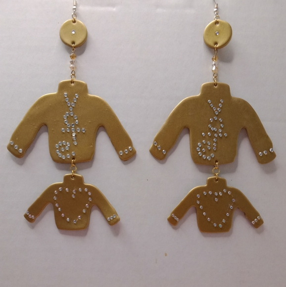 New Statement Earrings Gold Shirts Bling Rhinestone Dangle Large - Picture 6 of 7